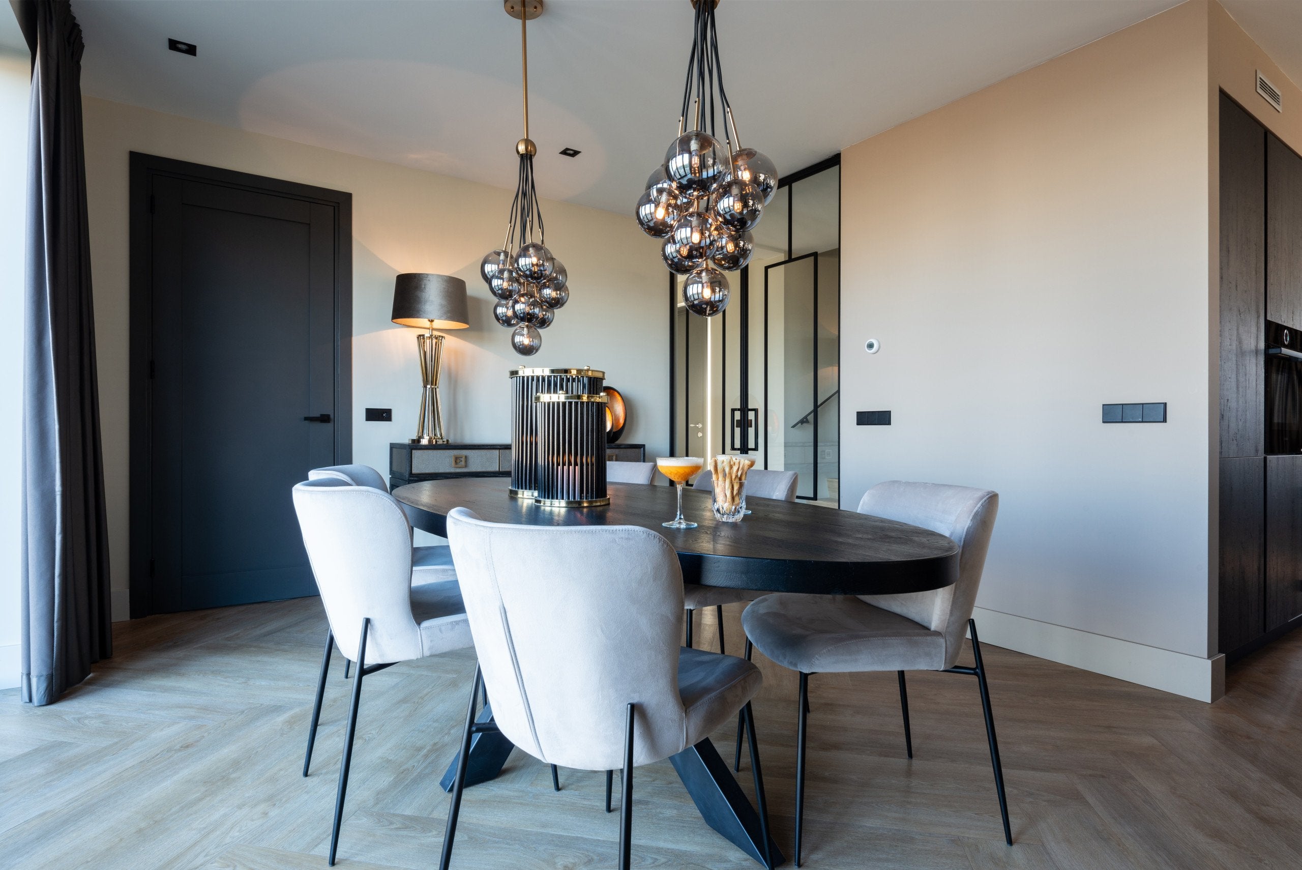 Dining chair Darby khaki velvet fire retardant (Set of 2)