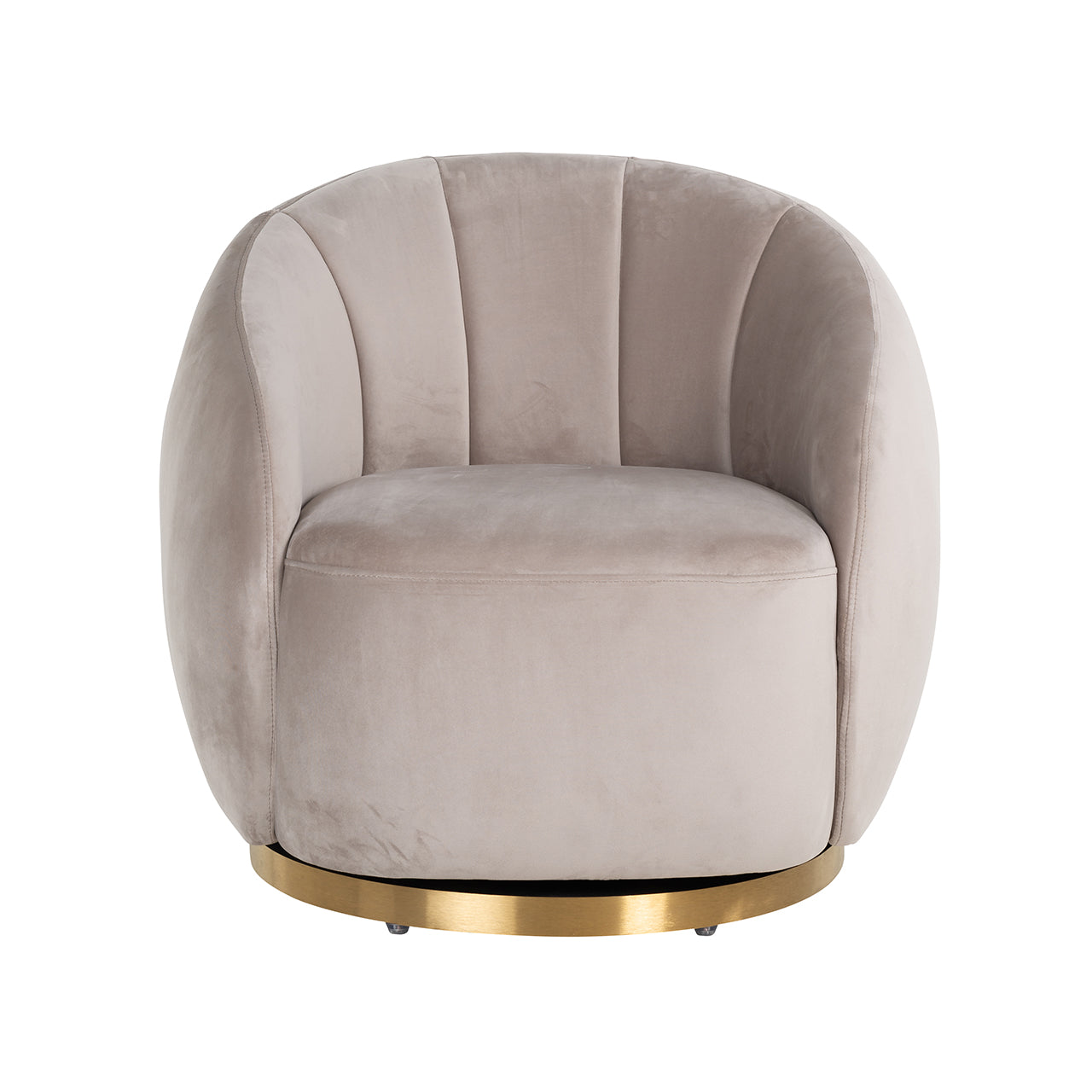 Swivel lounge chair Jago khaki velvet / brushed gold (Quartz Khaki 903)