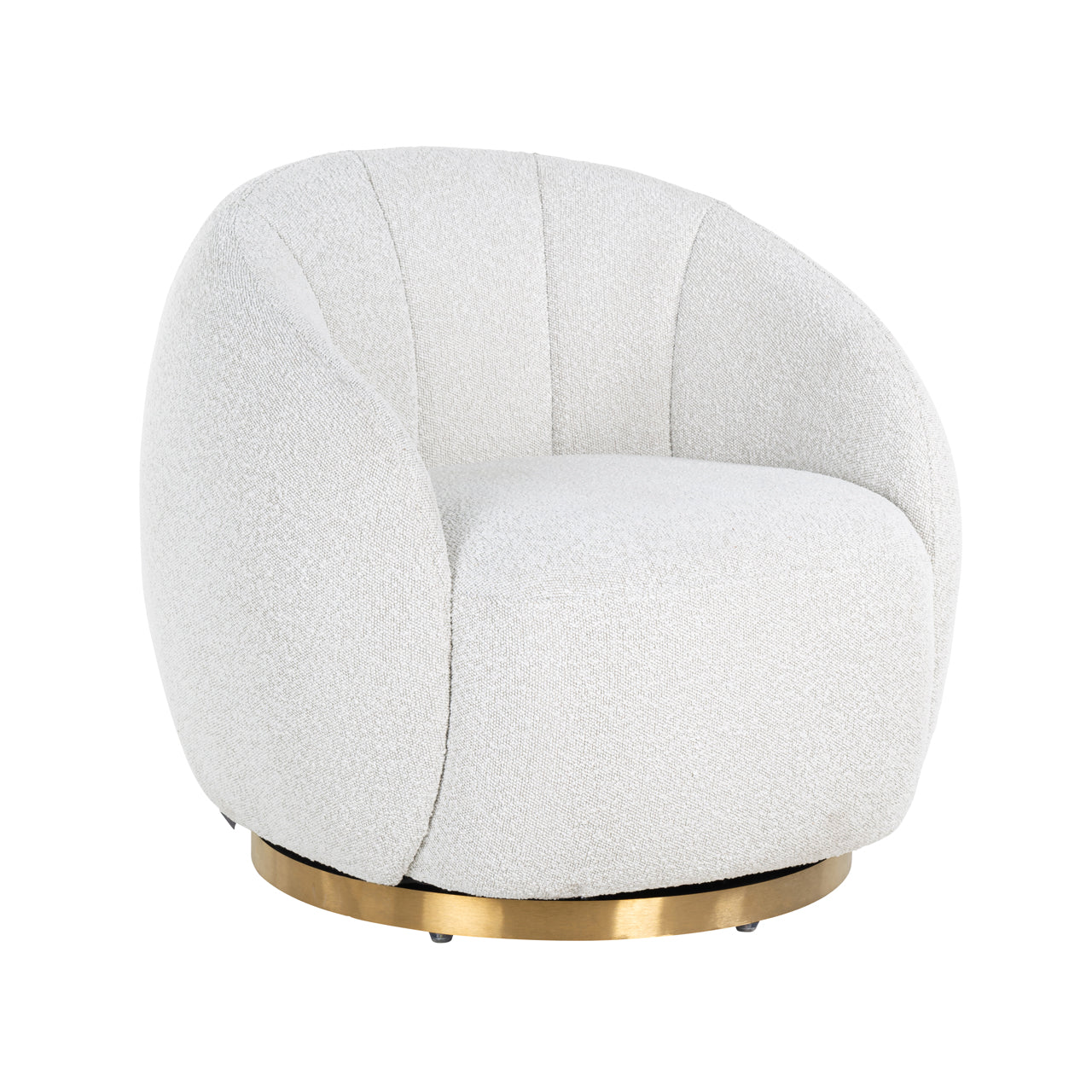 Lounge chair Jago white bouclé swivel
