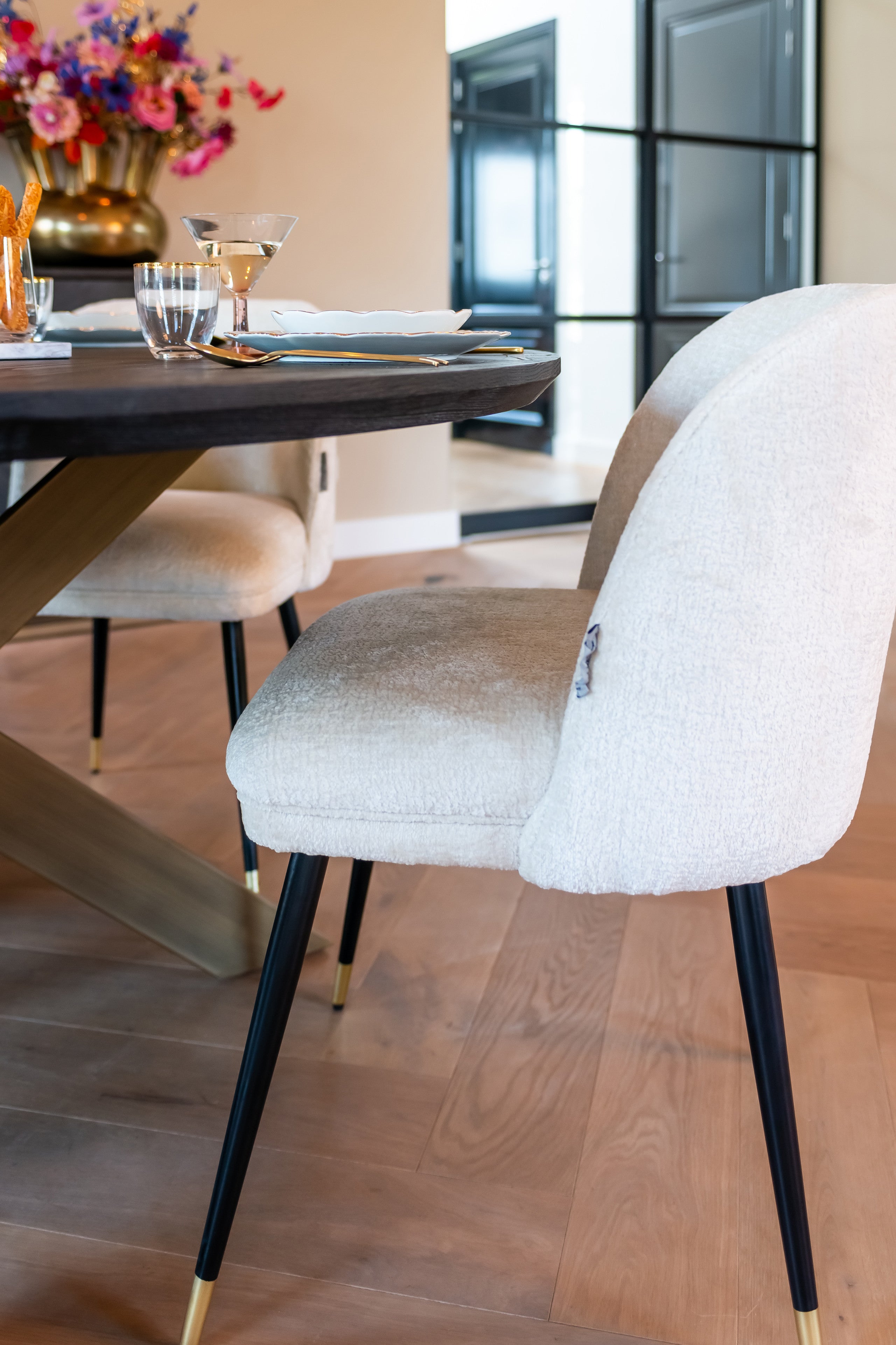 Dining chair Alicia FR white chenille fire retardant