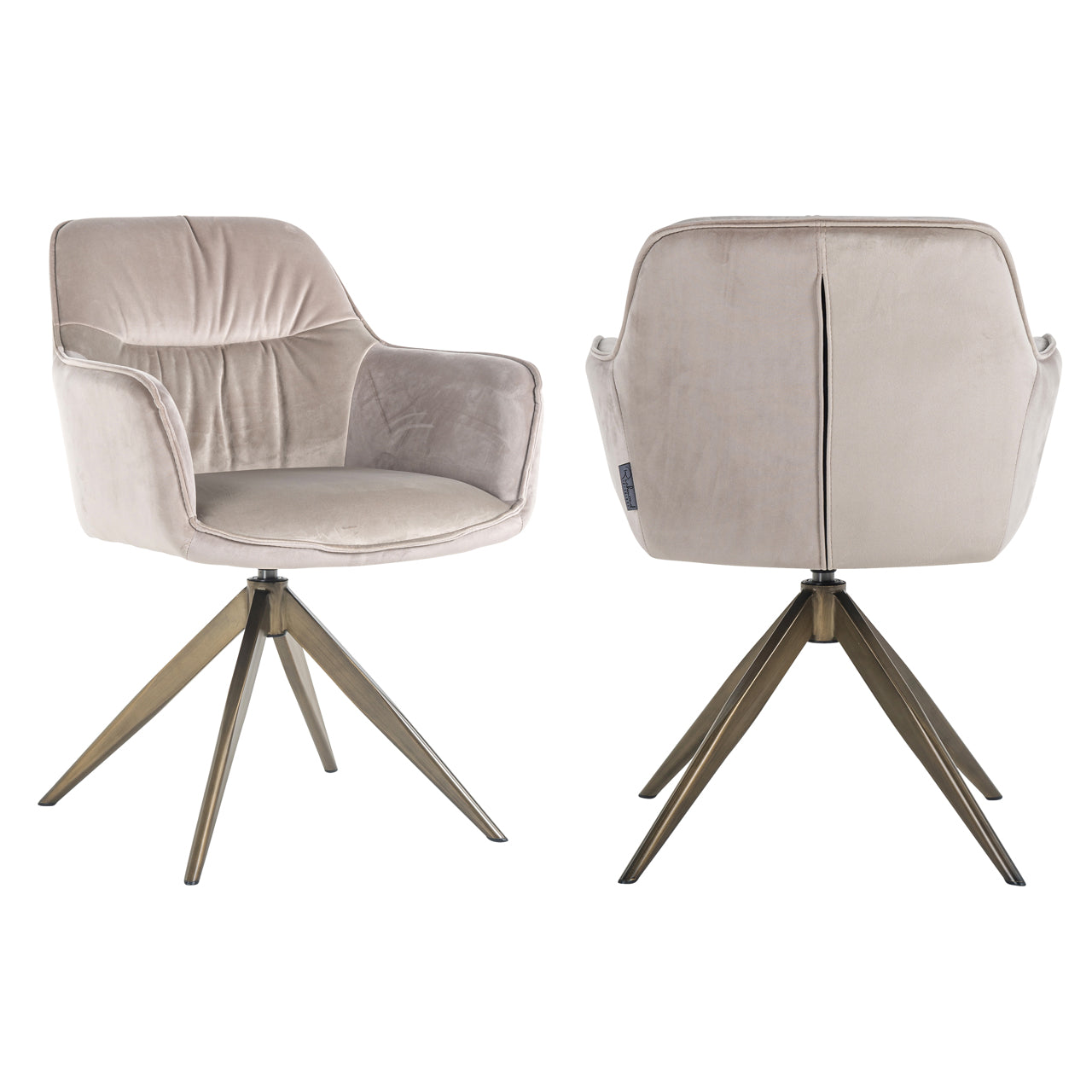 Dining chair Aline khaki velvet swivel fire retardant