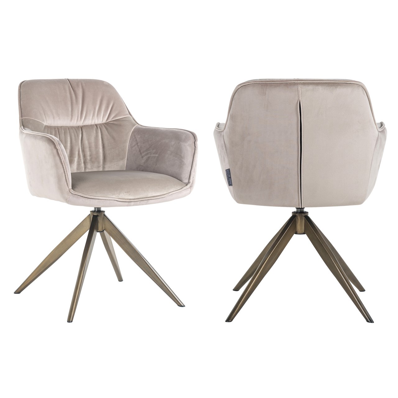 Dining chair Aline khaki velvet swivel fire retardant