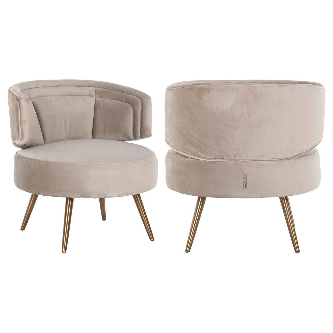 Lounge chair Hazel khaki velvet fire retardant