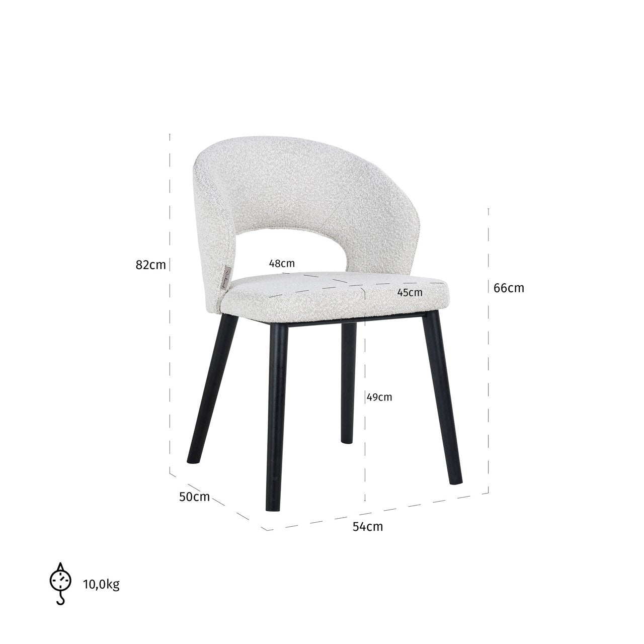 Dining chair Savoy white bouclé