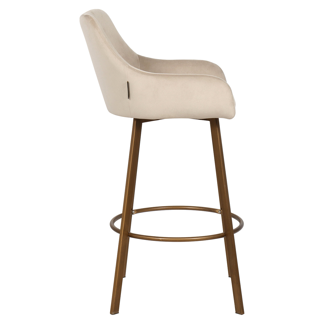 Bar stool Cressida high back khaki velvet (set of 2) (Quartz Khaki 903)