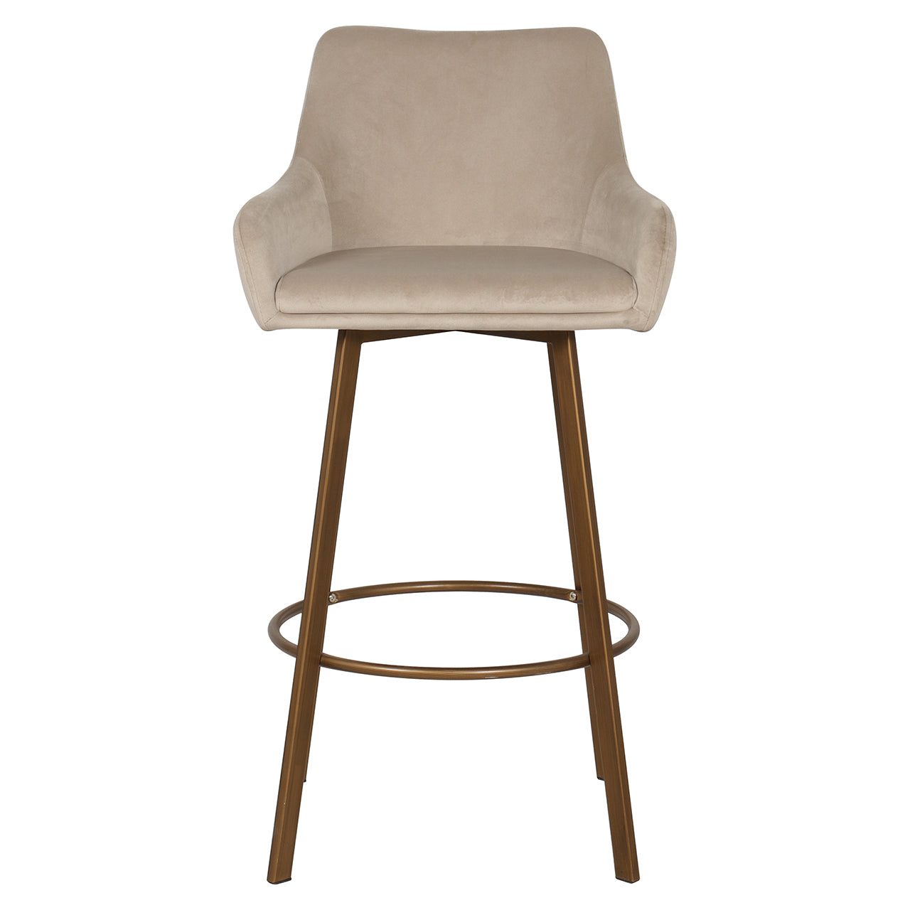 Bar stool Cressida high back khaki velvet (set of 2) (Quartz Khaki 903)