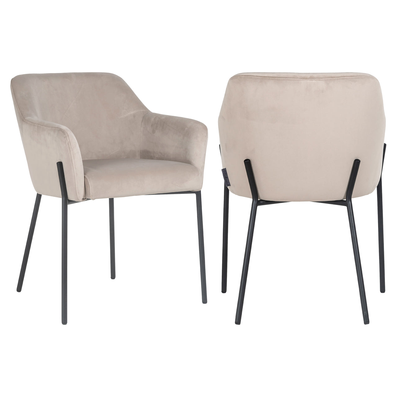 Dining chair Fay khaki velvet fire retardant