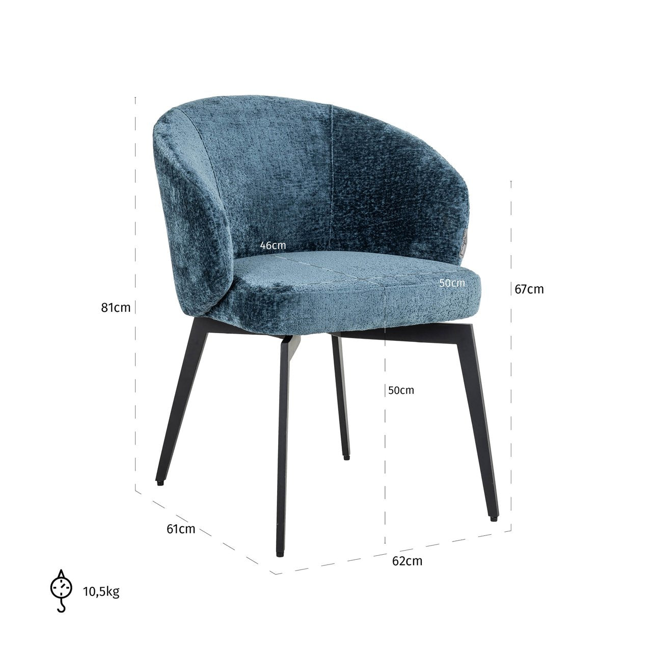 Dining chair Amphara blue chenille fire retardant