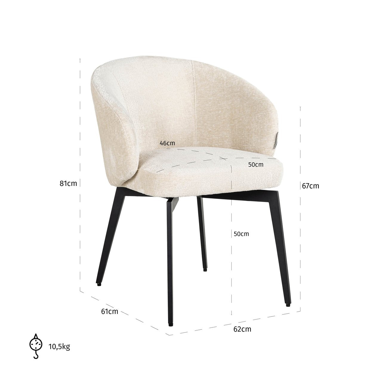 Dining chair Amphara FR white chenille fire retardant