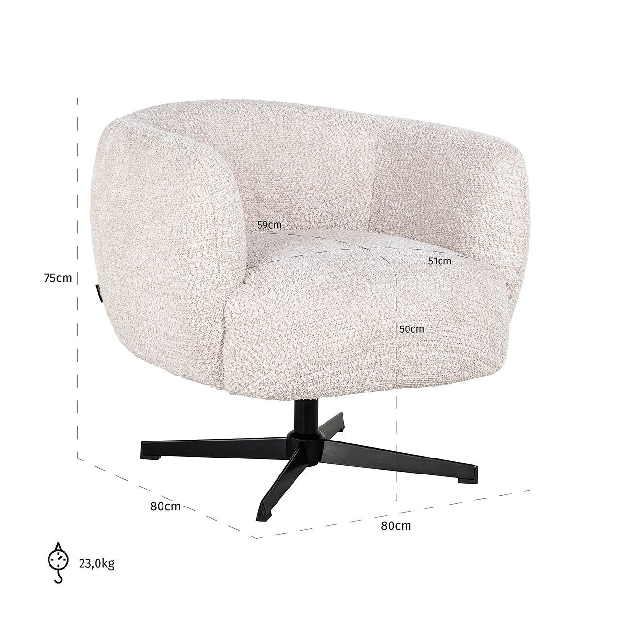 Swivel lounge chair Estelle (Be Lovely 11 Cream)