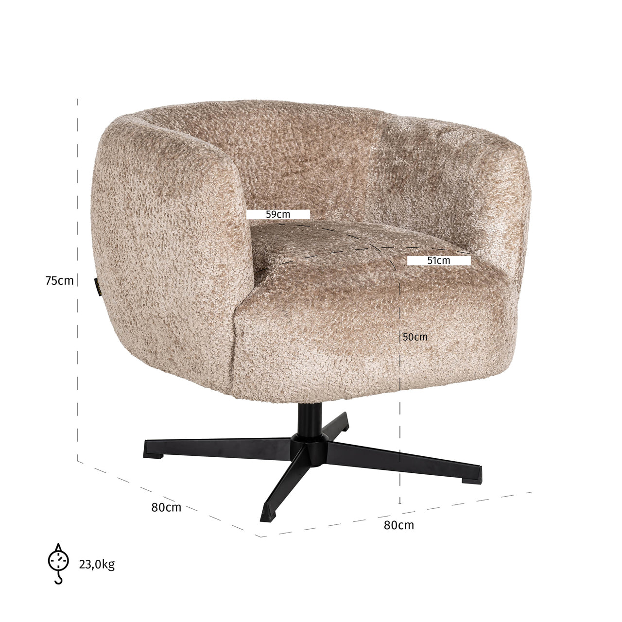 Lounge chair Estelle sheep natural swivel