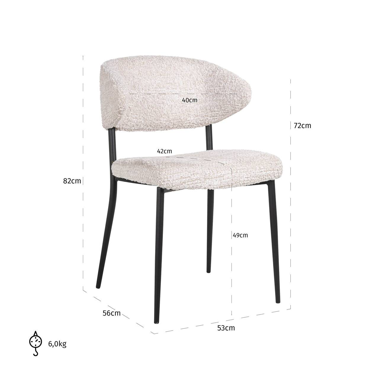 Dining chair Bea lovely cream (Set of 2)