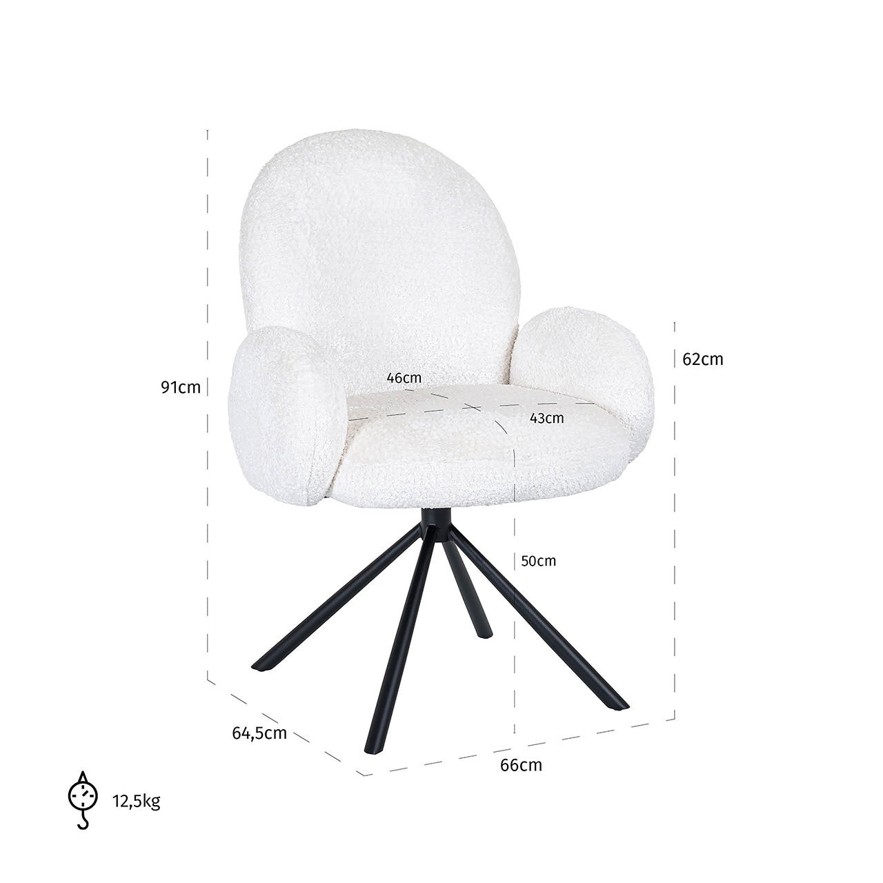 Swivel chair - Jolie (Sheep 02 white)