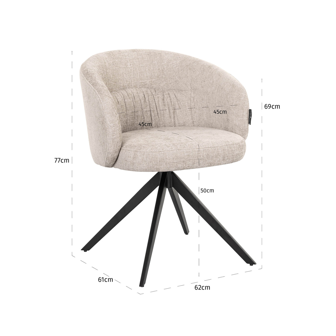 Dining chair Olivia natural miami swivel