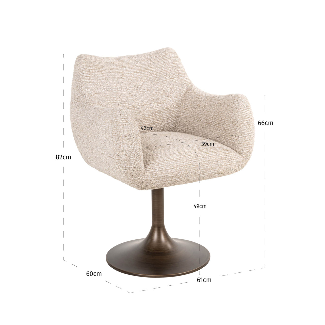 Dining chair Aldo natural linear swivel