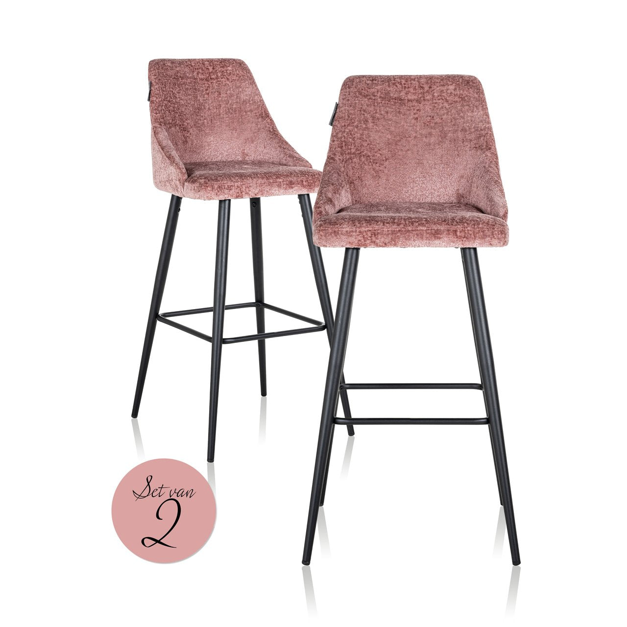 Bar stool Brooke rose chenille (Set of 2)