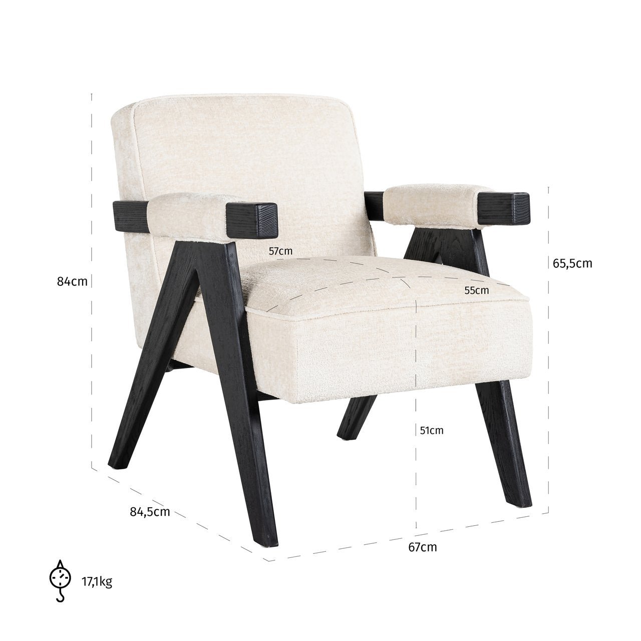 Lounge chair Cooper white chenille