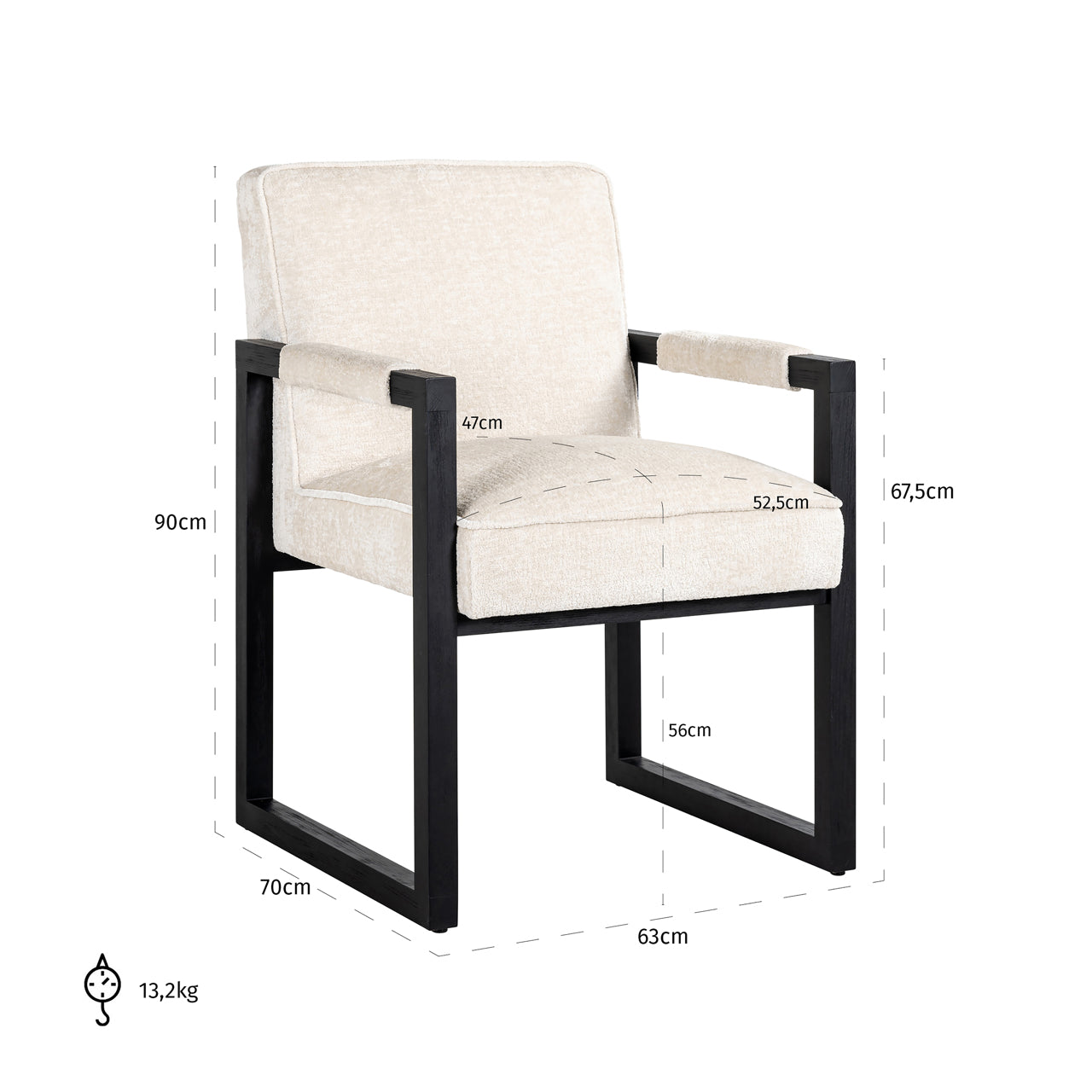 Dining chair Beck white chenille