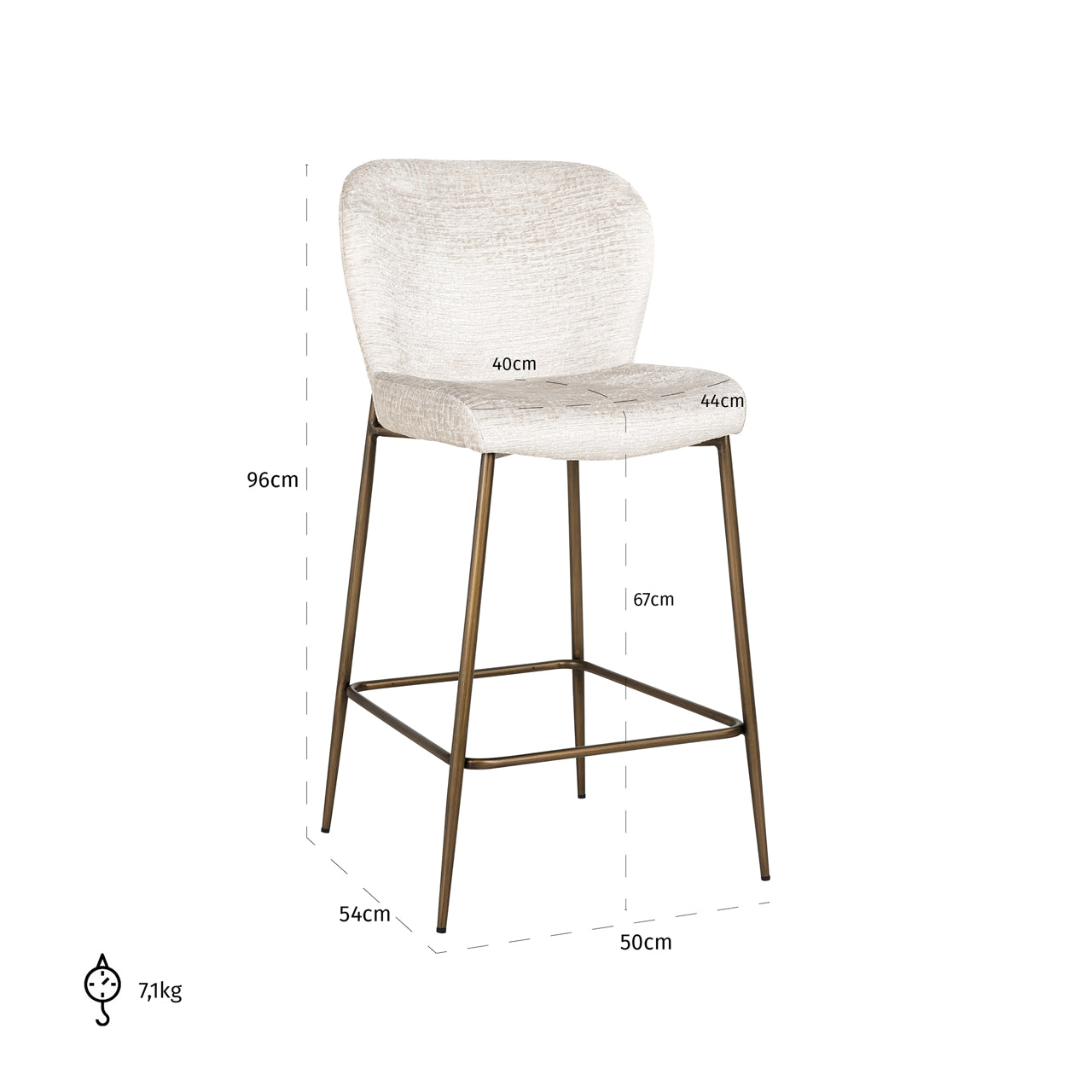 Counter stool Darby cream fusion