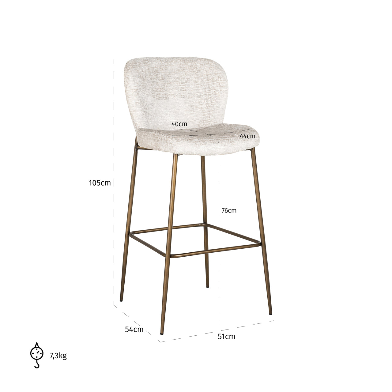 Bar stool Darby cream fusion