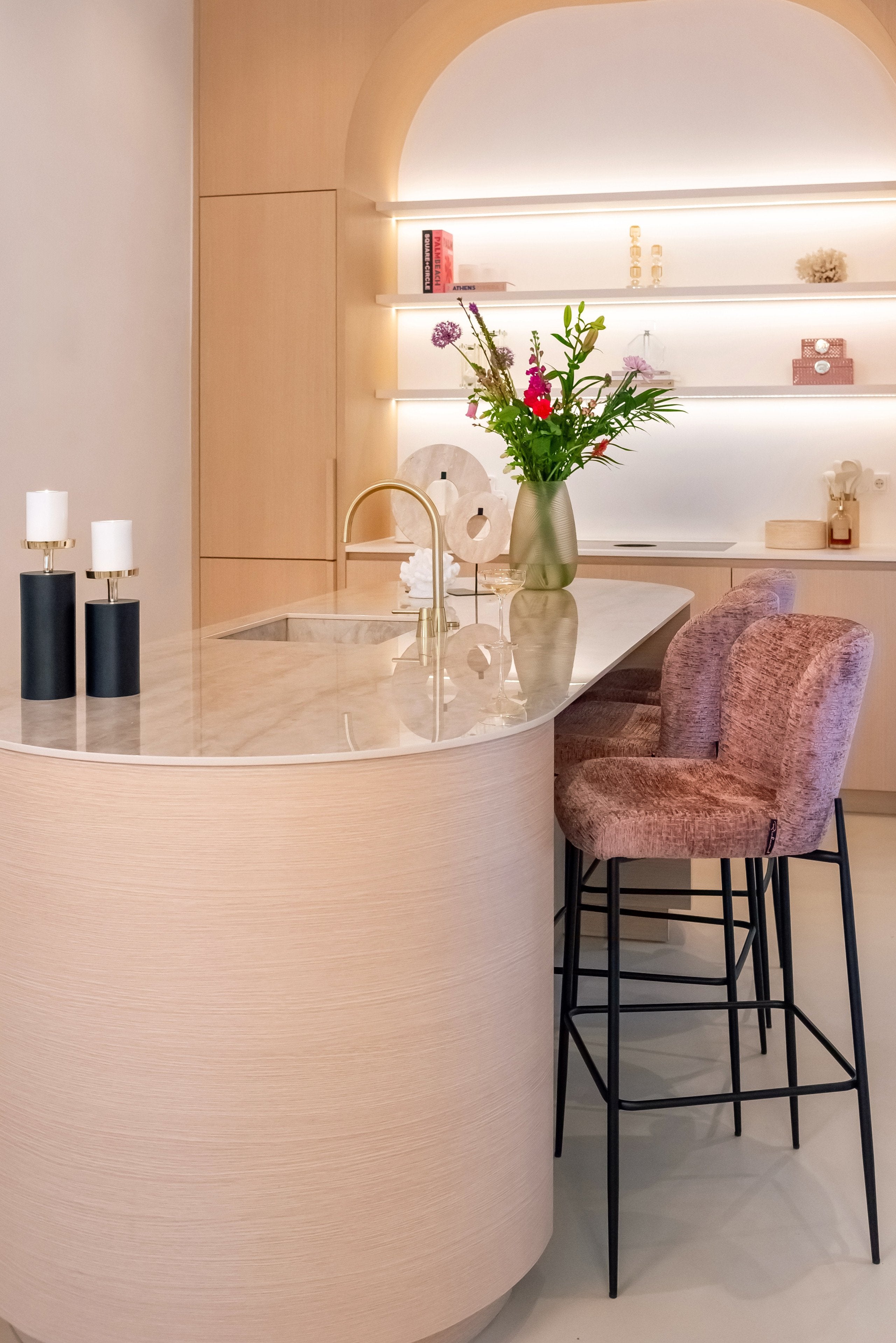 Candle holder Caya black/gold large