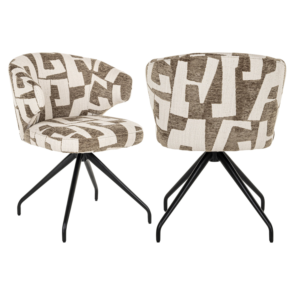 Dining chair Milly moss graffic swivel