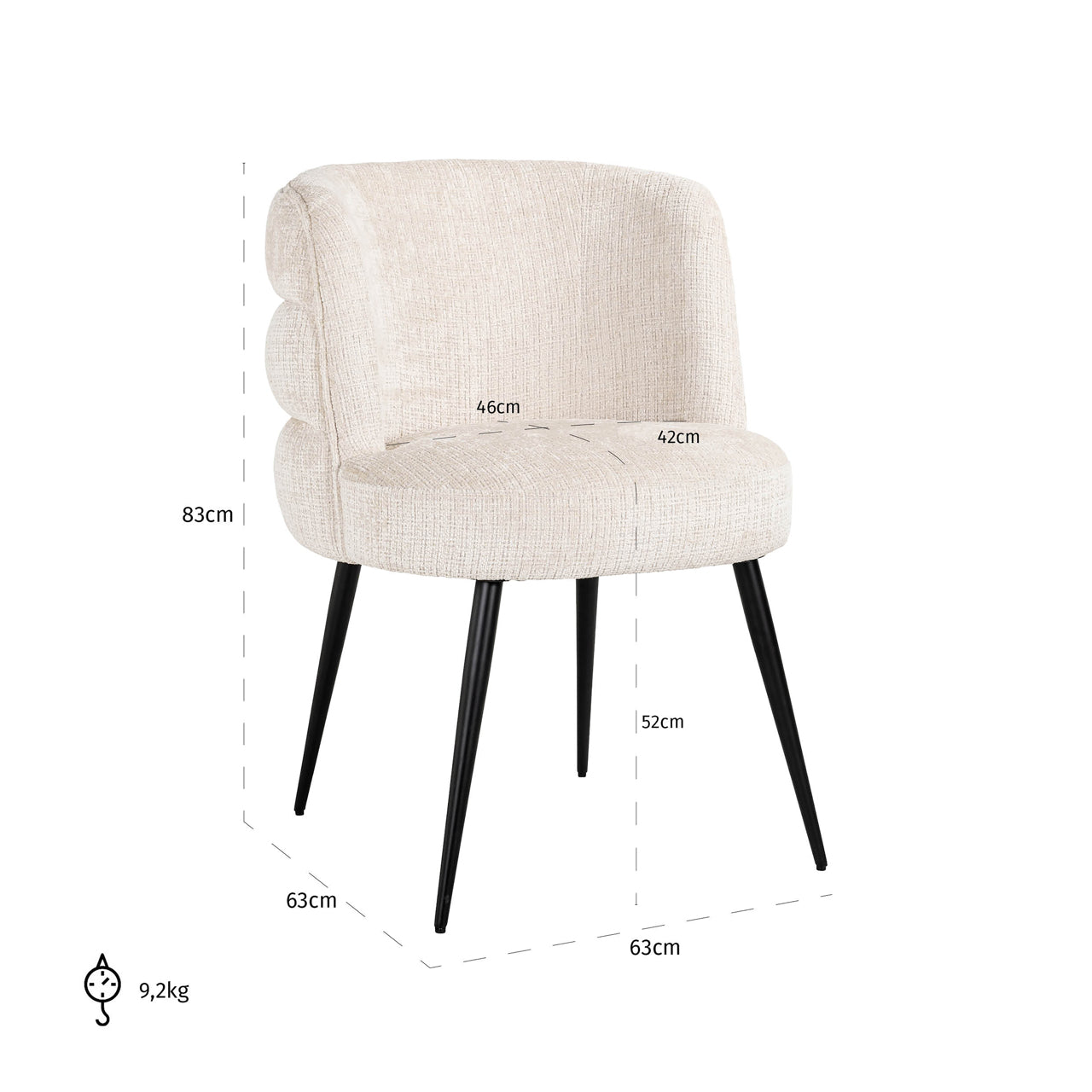 Dining chair Stella niagara beige fire retardant