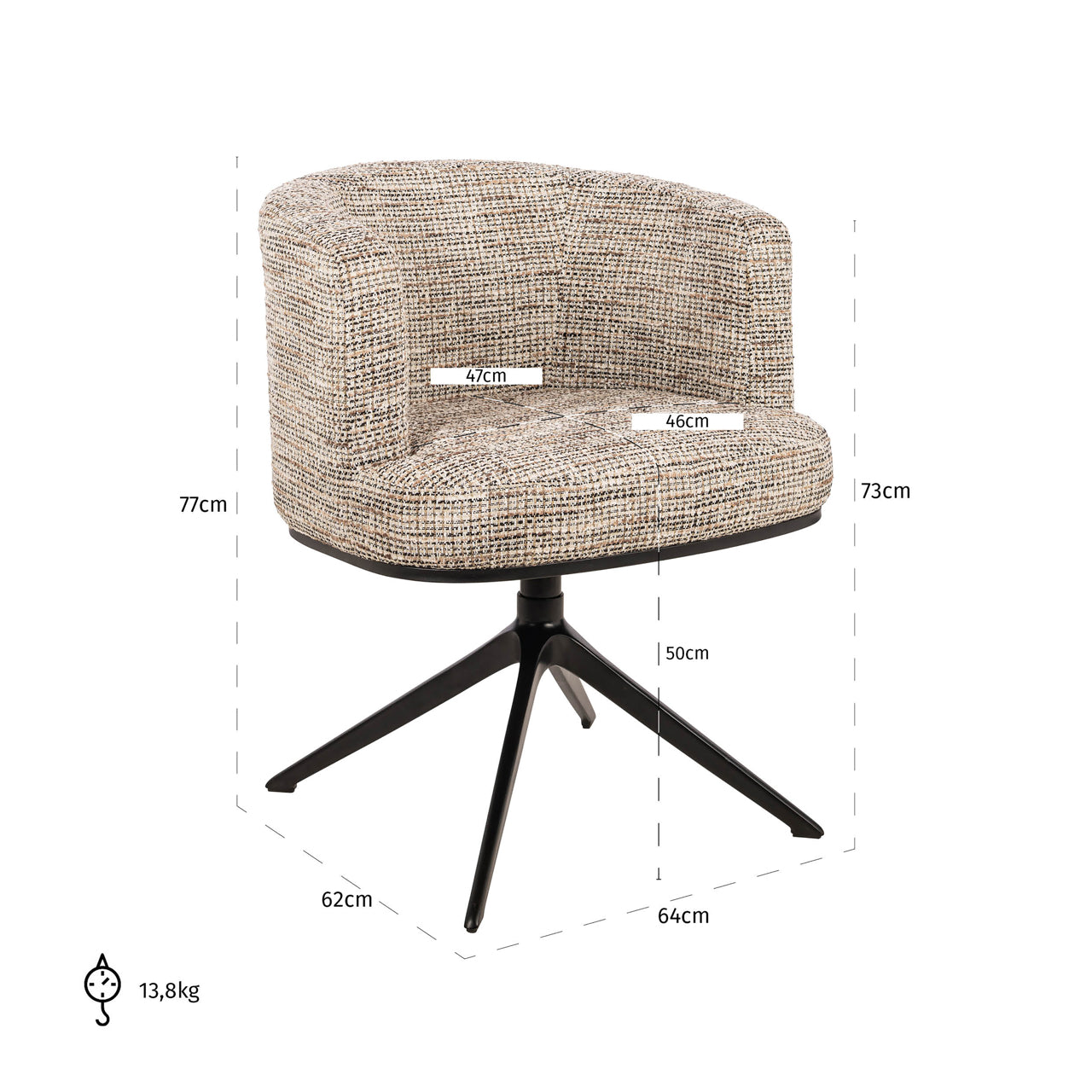 Dining chair Cheyenne trendy nature swivel