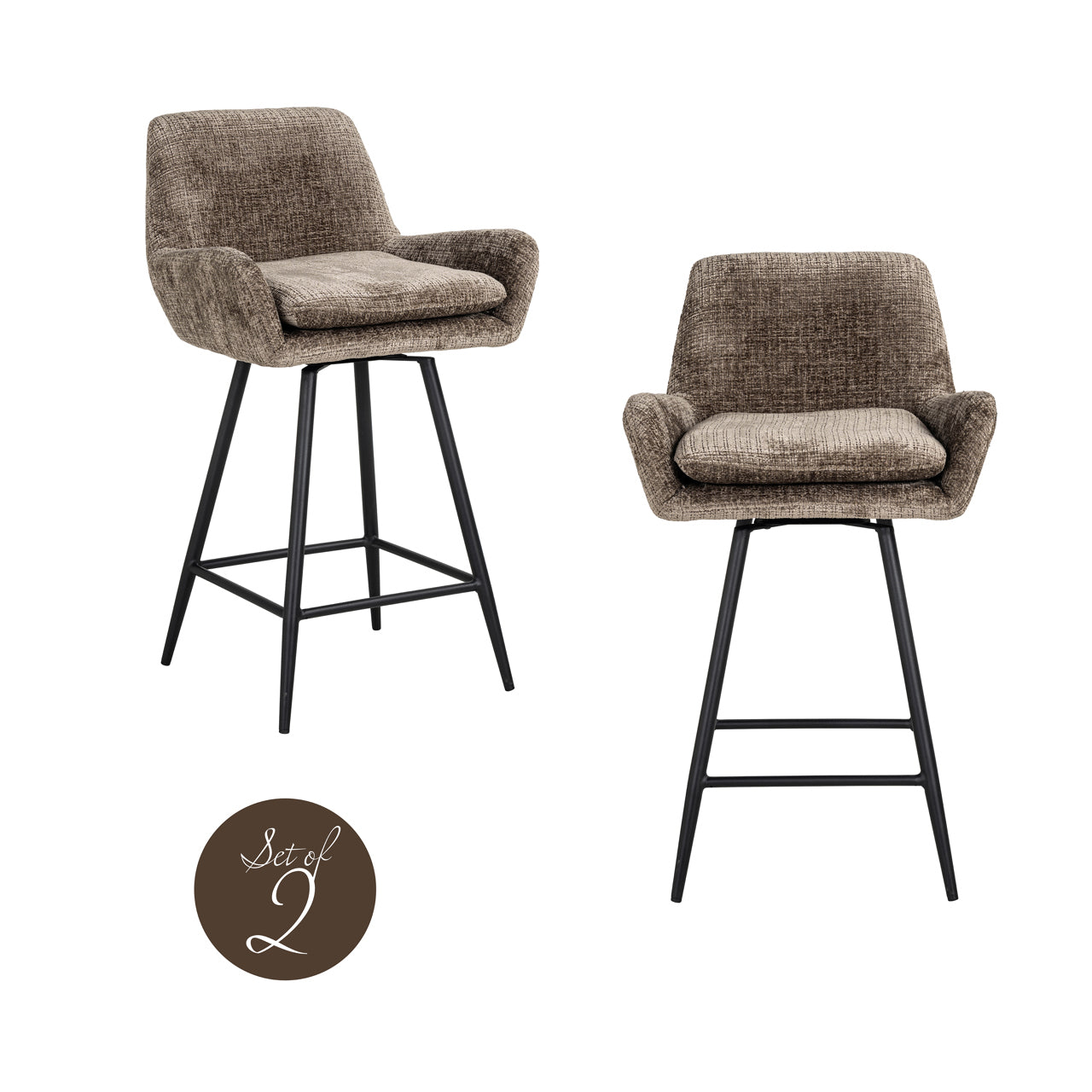 Counter stool Linsey niagara stone swivel (Set of 2)