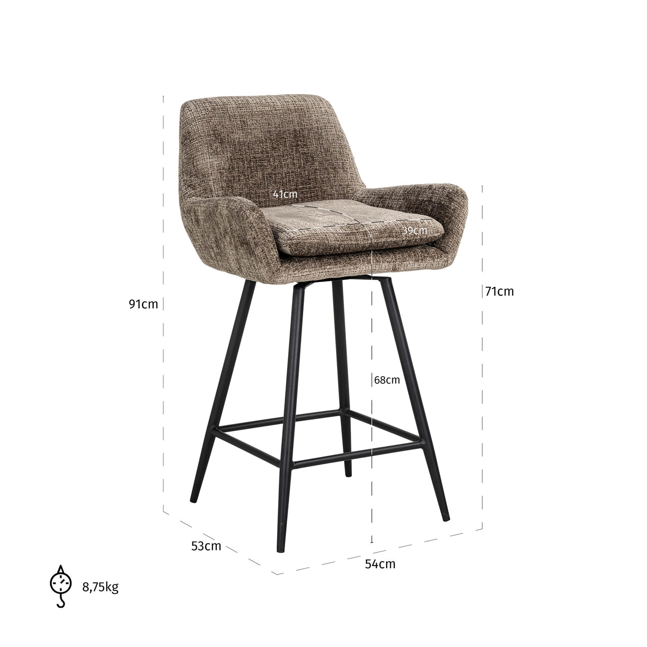 Counter stool Linsey niagara stone (Set of 2)