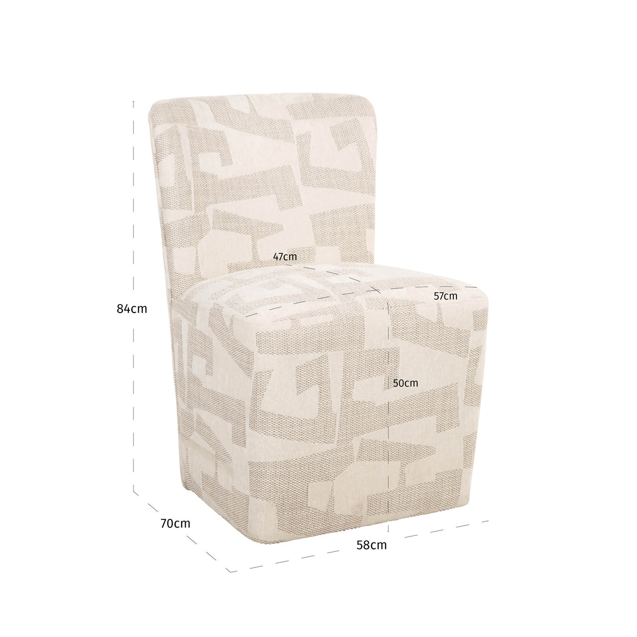 Dining chair Lorain beige graffic on wheels