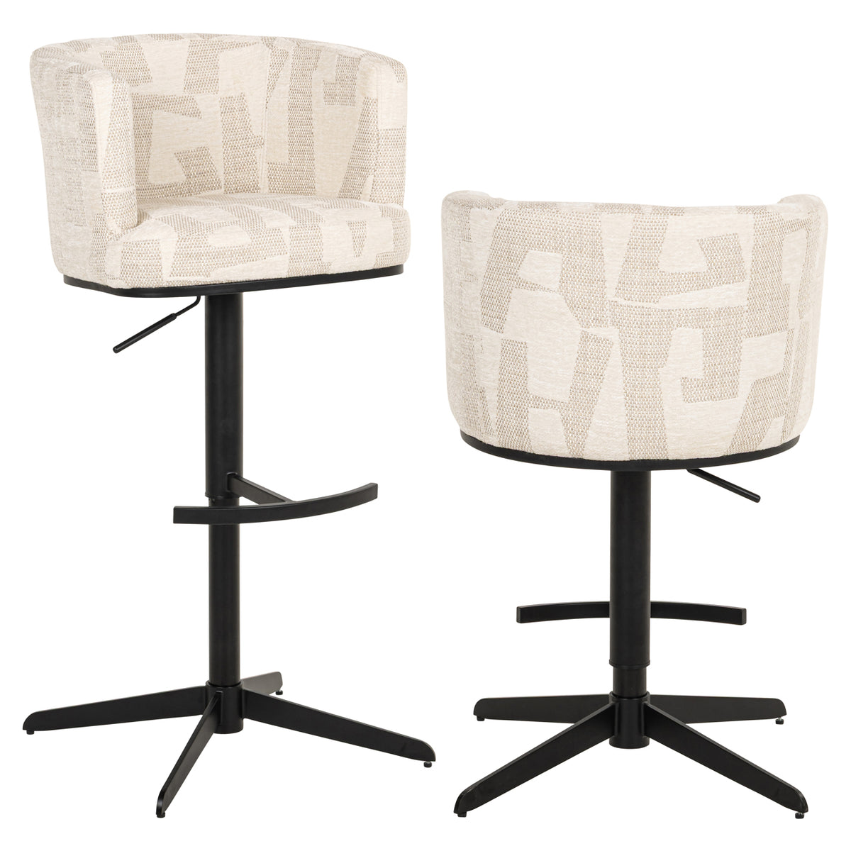 Bar stool Cheyenne beige graffic swivel