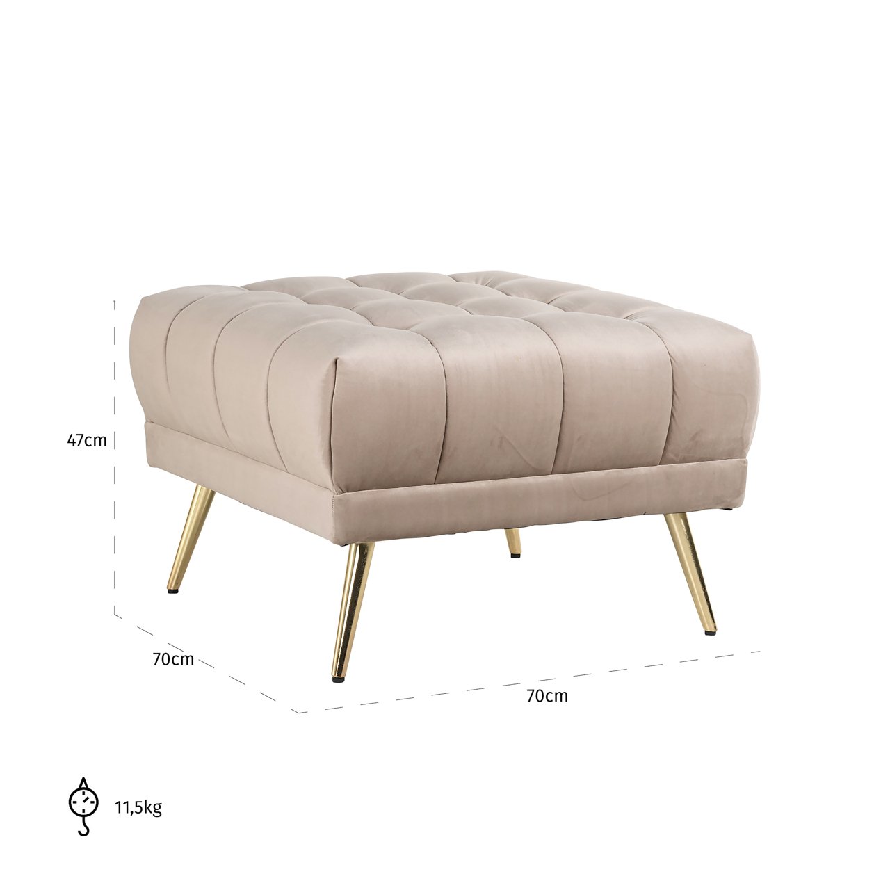 Pouffe & Footstool Huxley khaki velvet