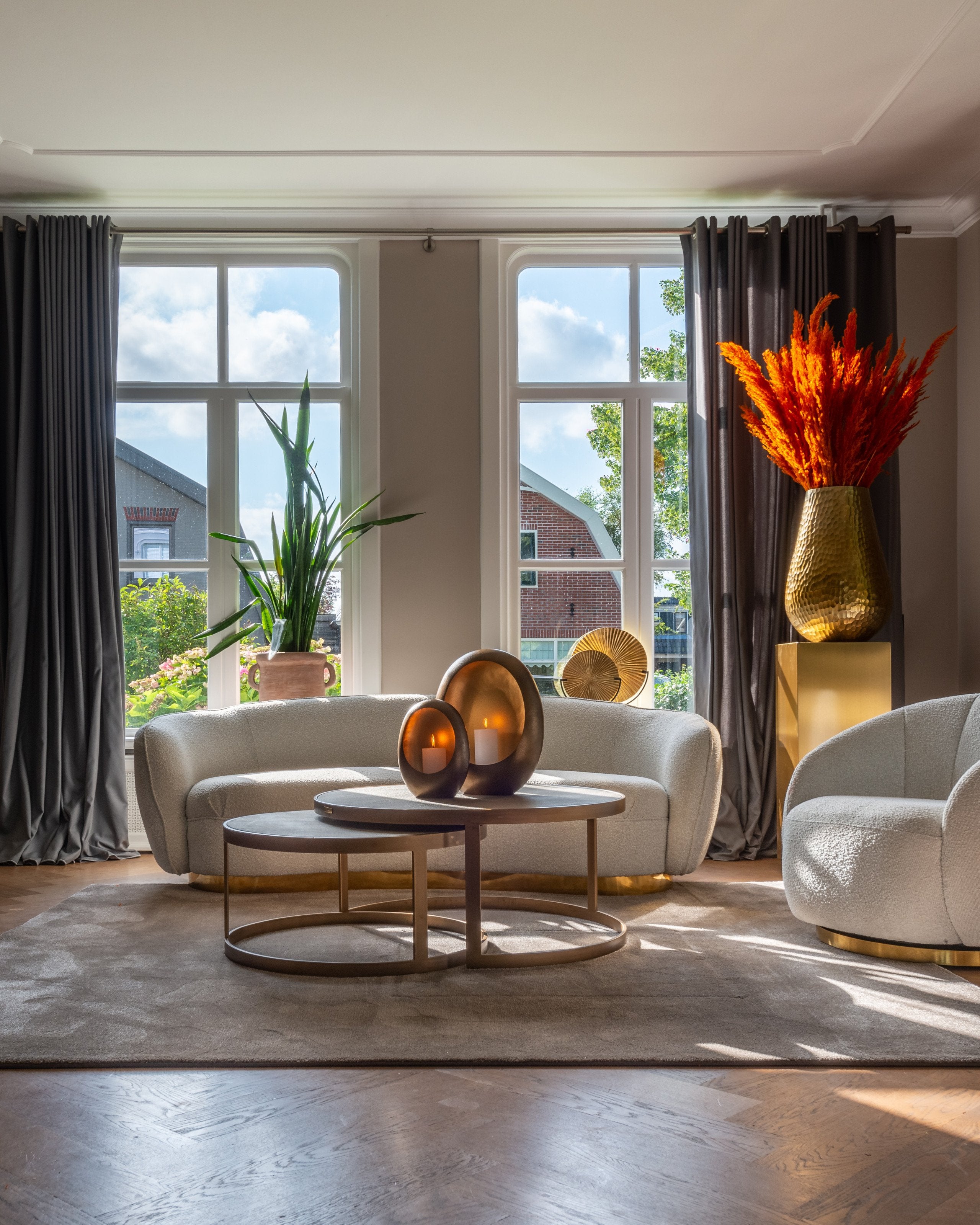 Coffee table Bloomville brass shagreen (Set of 2)