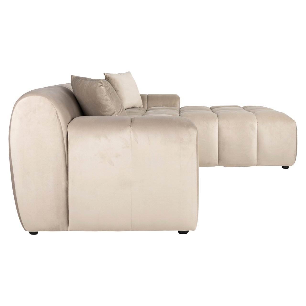 Sofa Cube khaki velvet 3-seater + lounge right