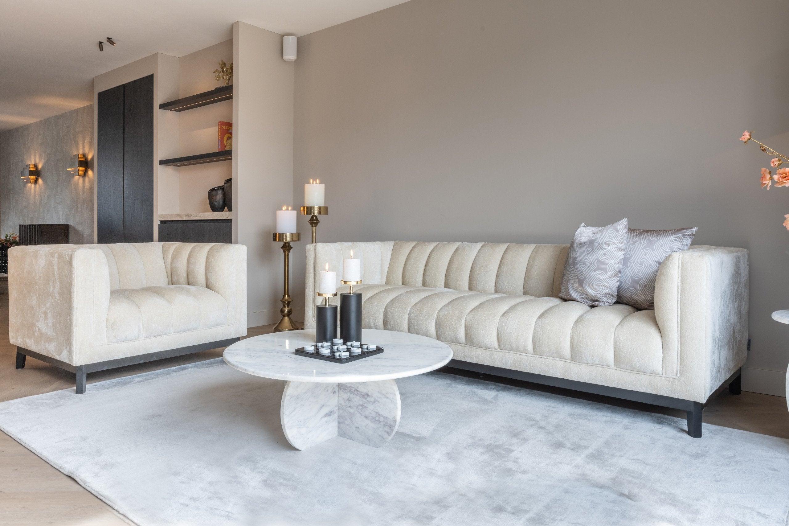 Candle holder Caya black/gold large