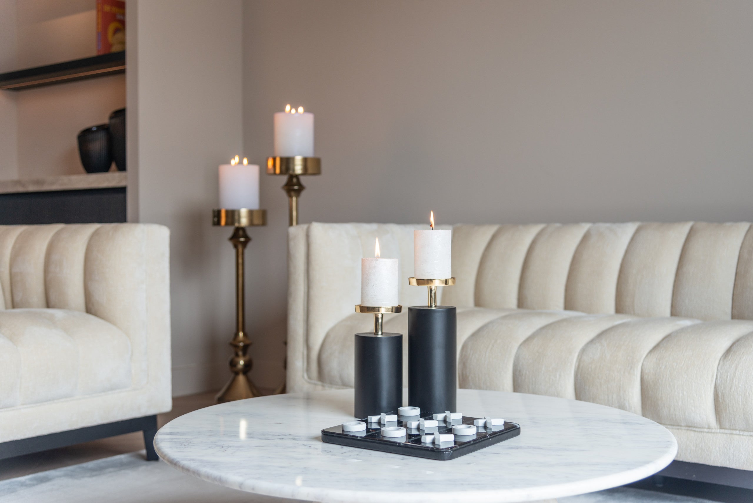 Candle holder Caya black/gold small