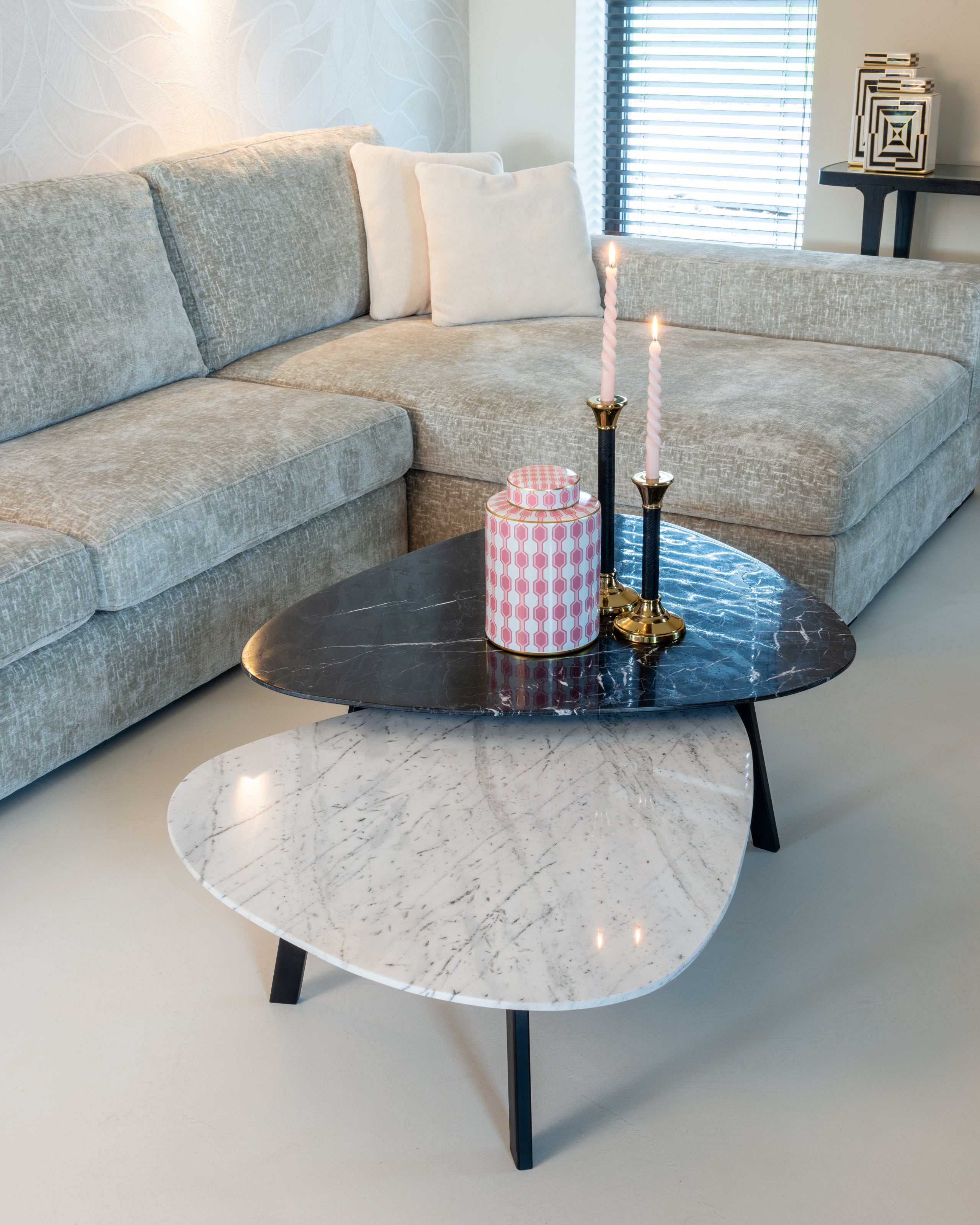 Coffee table Trocadero black/white (Set of 2)