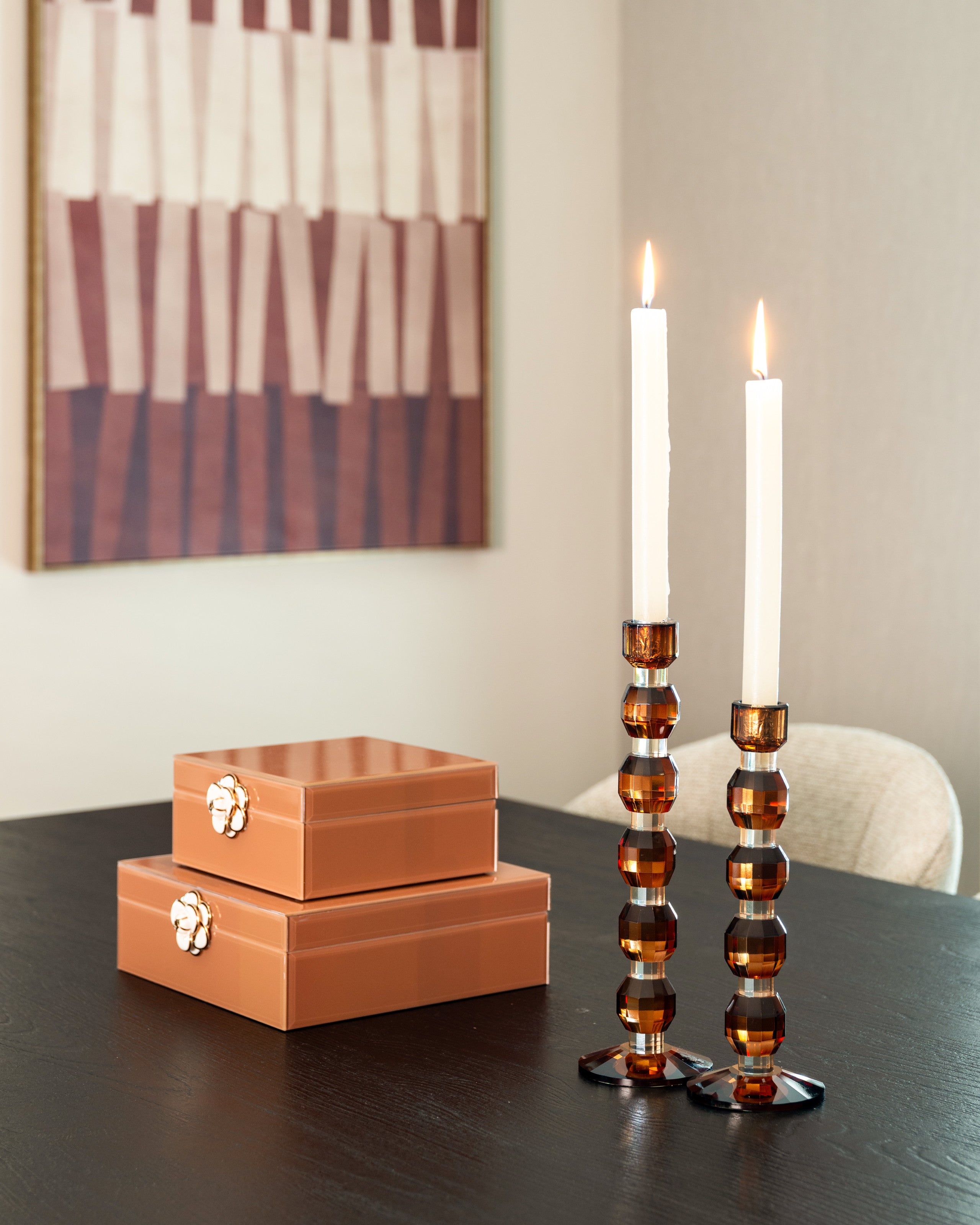 Storage box Floral brown small