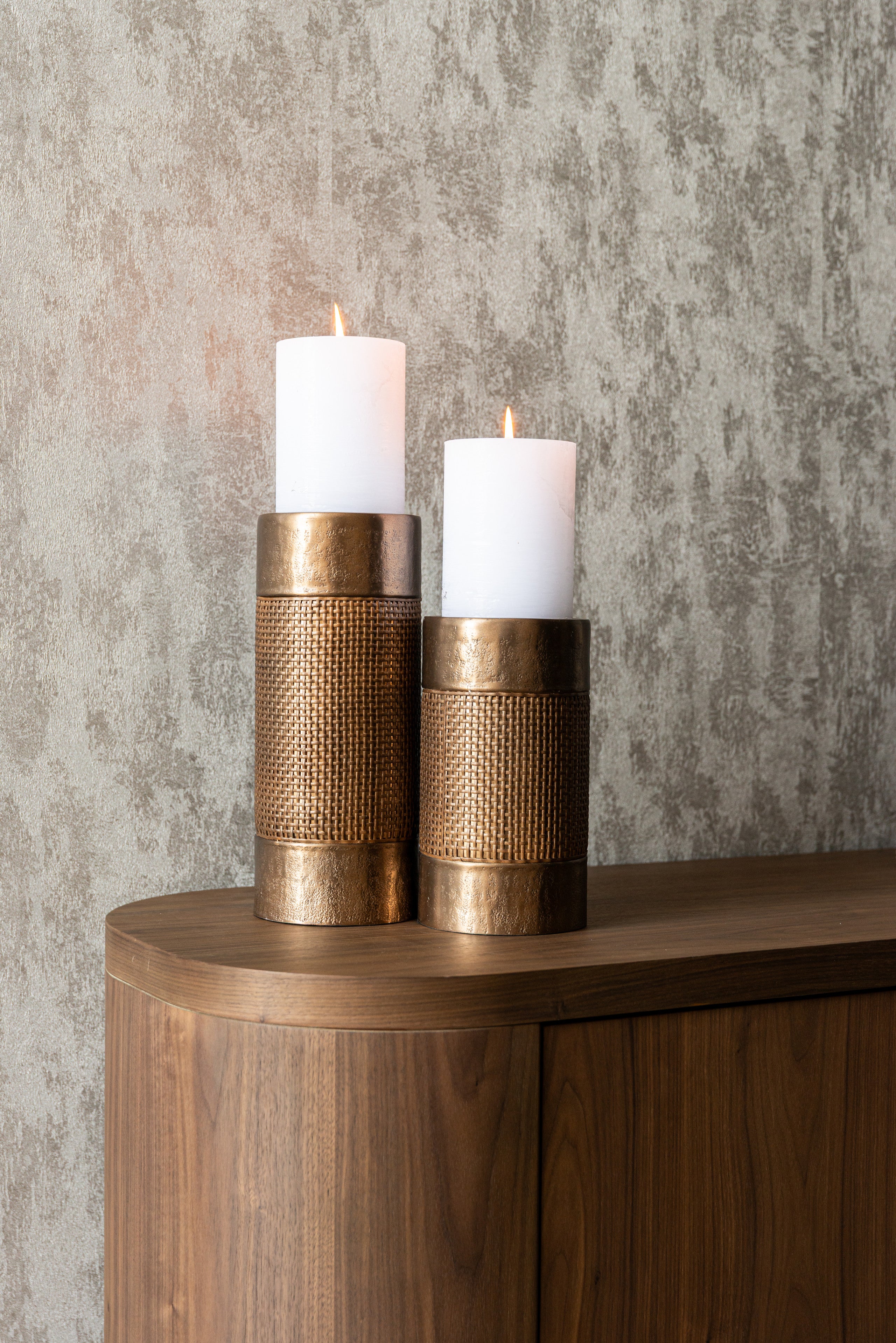 Candle holder Aya brushed gold small