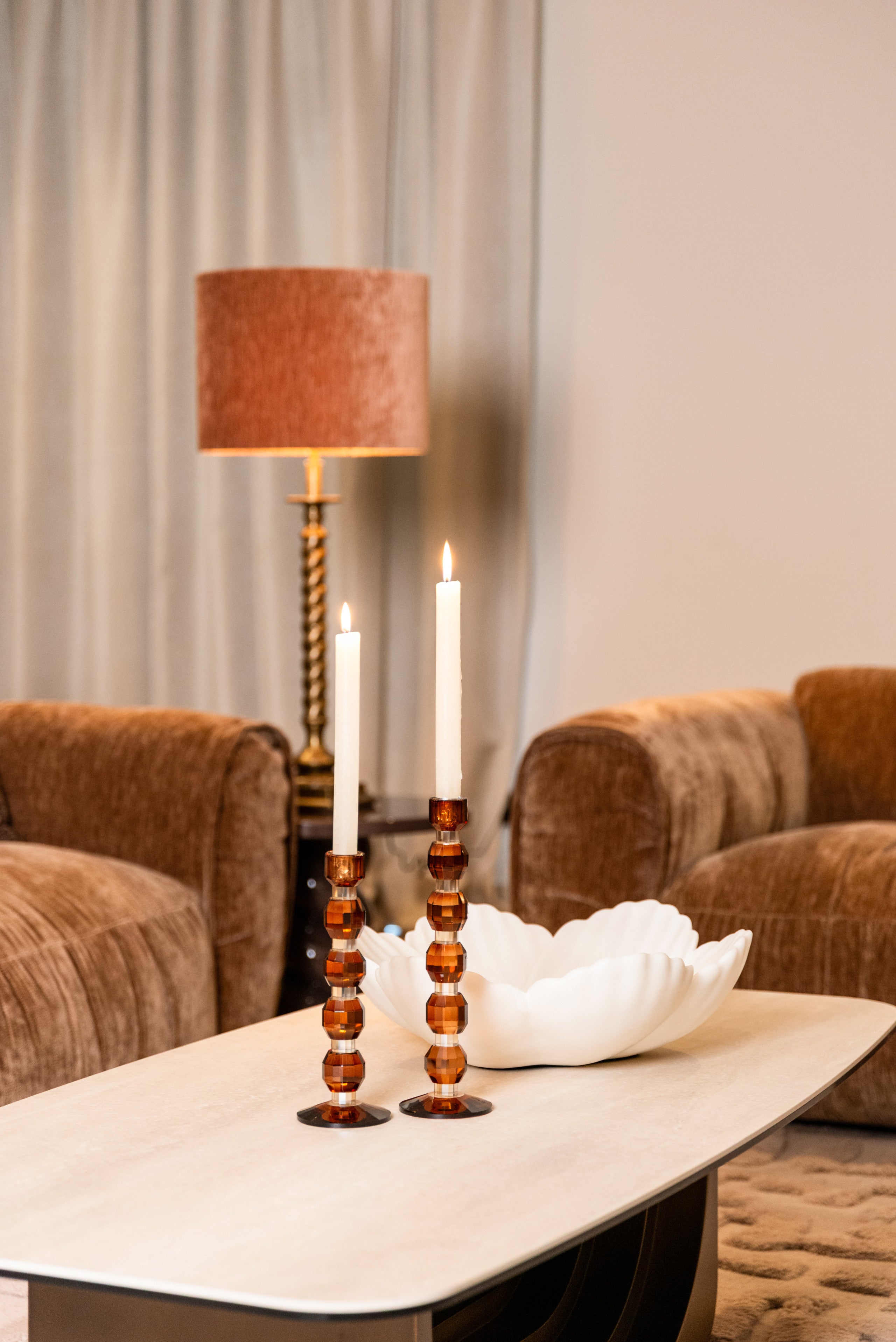 Candle holder Lowan brown large