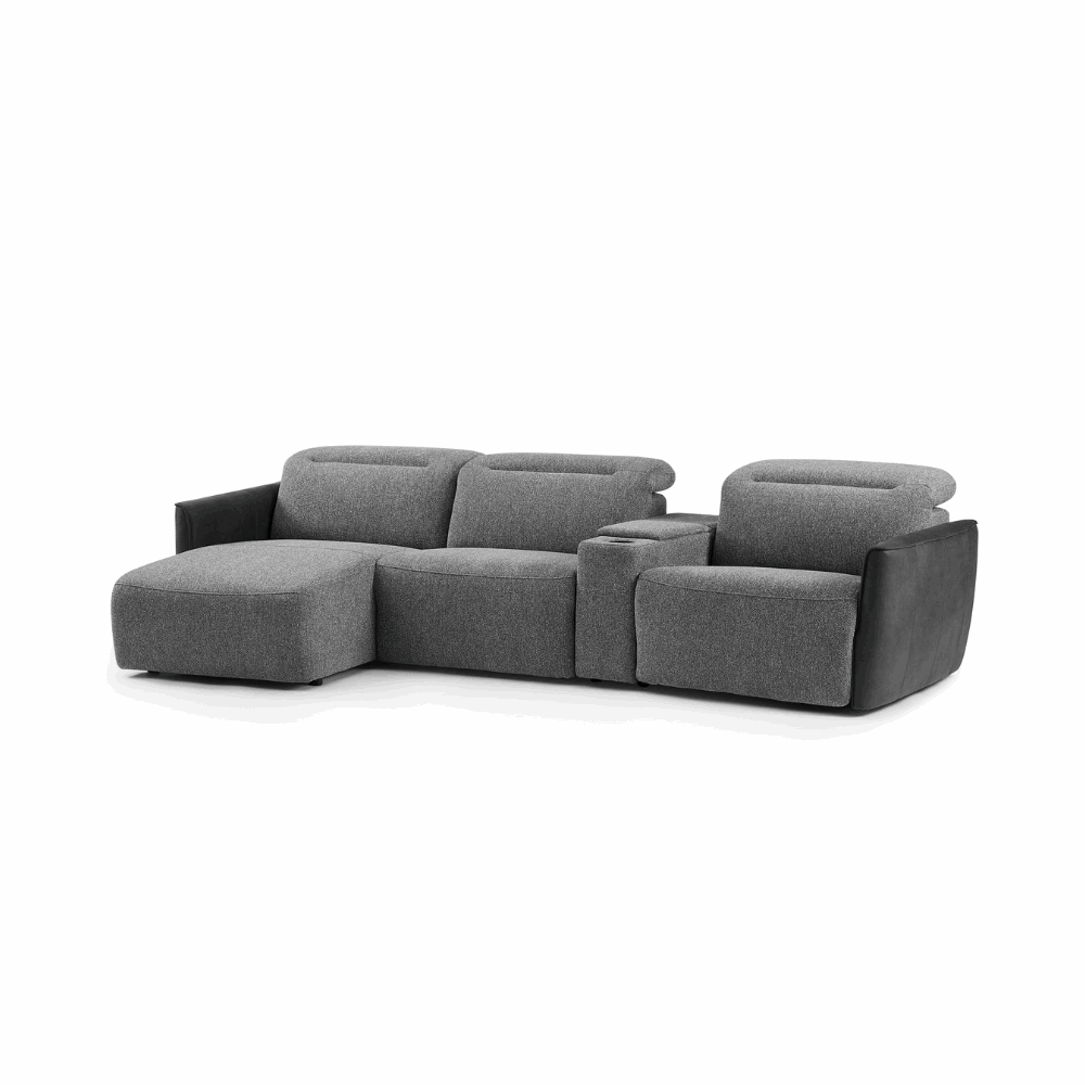 Sofa Valona - Dark Grey with Storage Console | 308 × 165 cm - Lounge Left