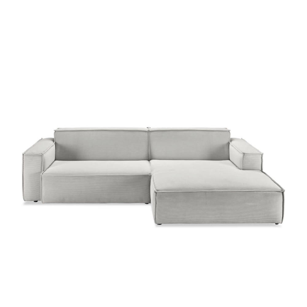 Sofa Midtown - Silver sectional sofa front view with deep seating and clean piping, suitable for stylish and functional living spaces.