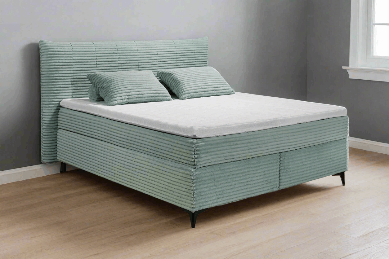 Boxspring Pasena - Turquoise | Includes Base and Topper