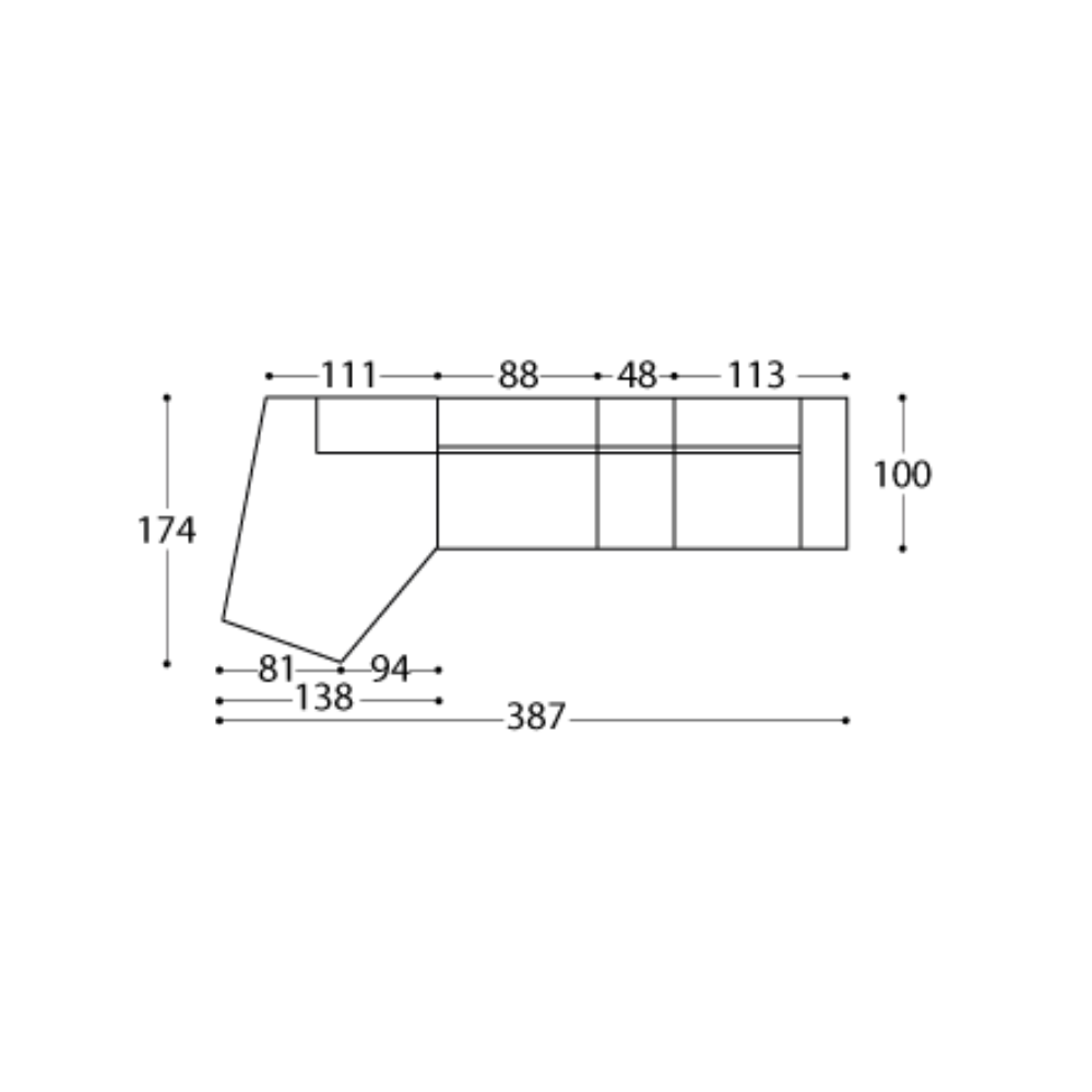 Sofa Cube Musa - Black | 387x174cm