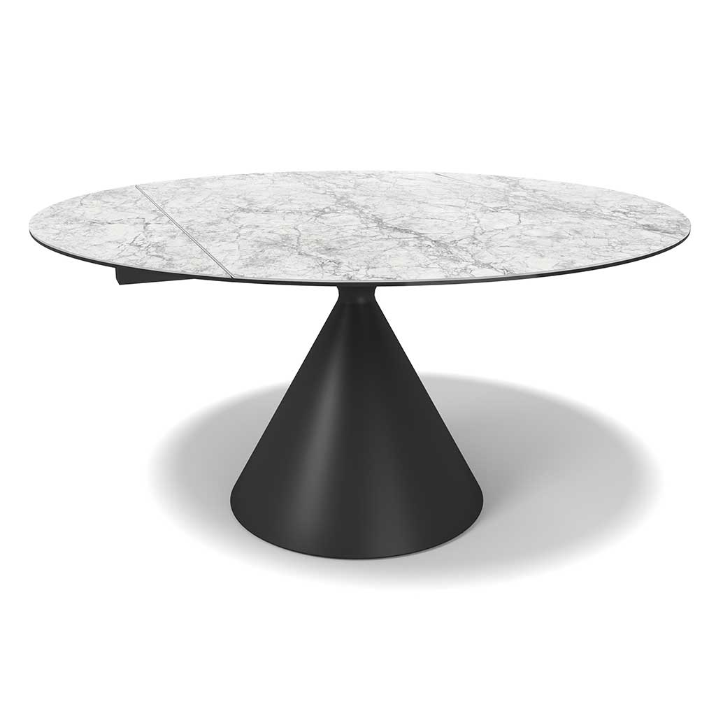 Dining Table Cassan – Ceramic White Ø90cm | Extendable Ø150cm