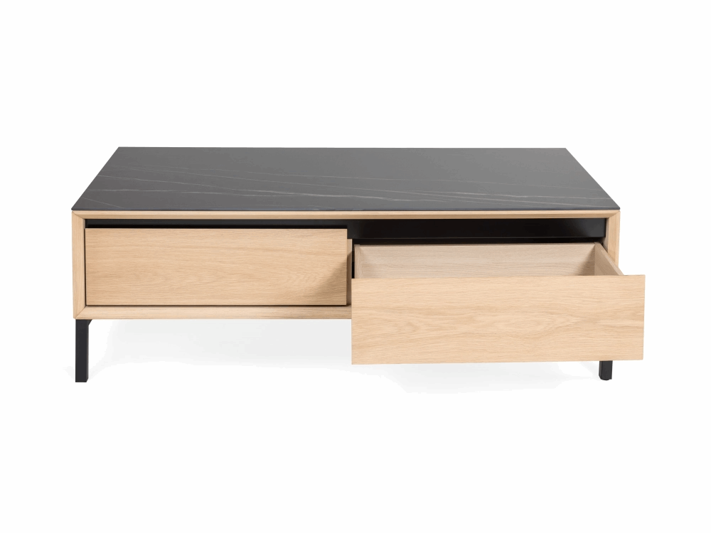 TV Unit Lima – White Washed Oak/Black Ceramic