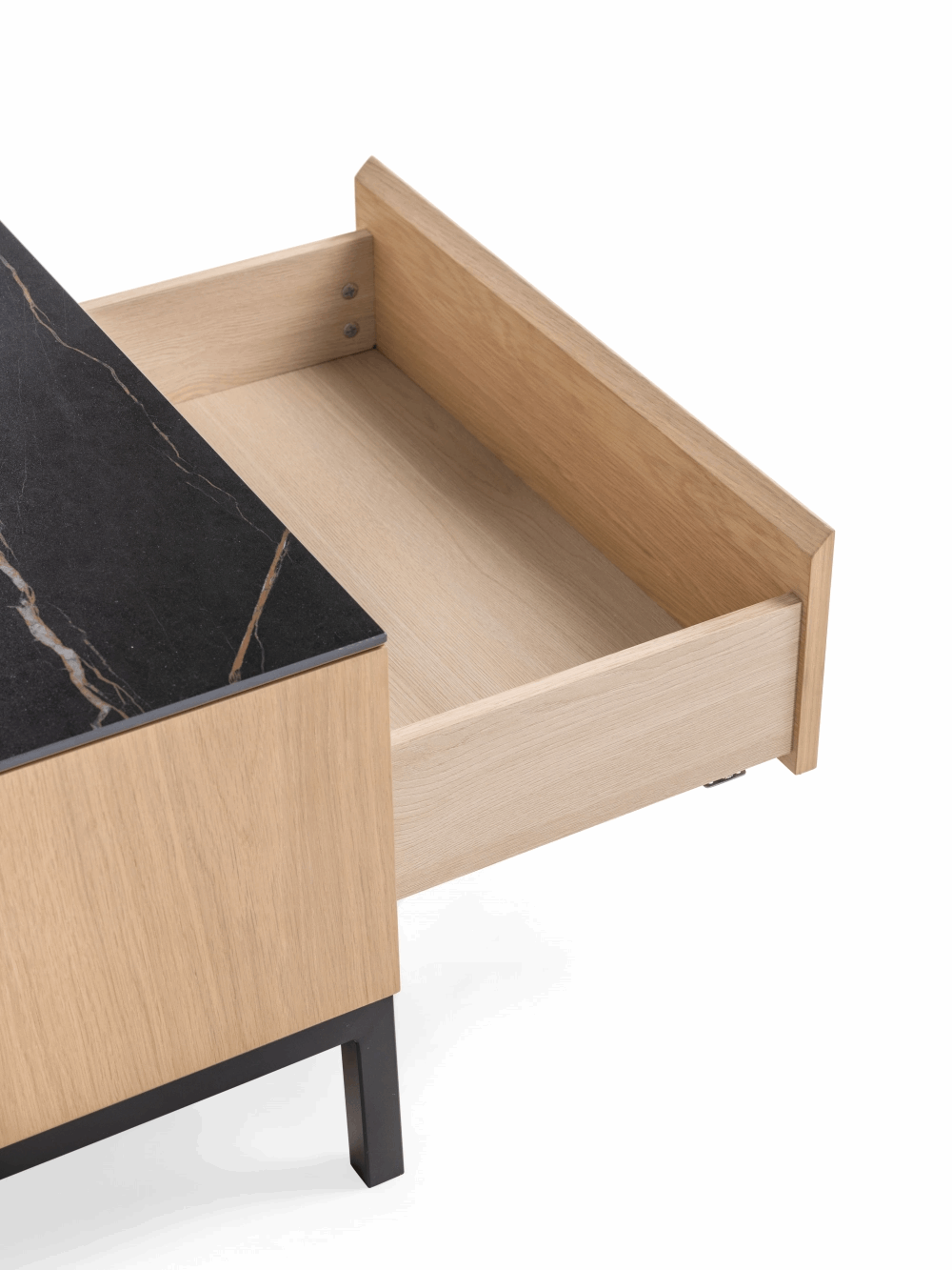 TV Unit Lima – White Washed Oak/Black Ceramic