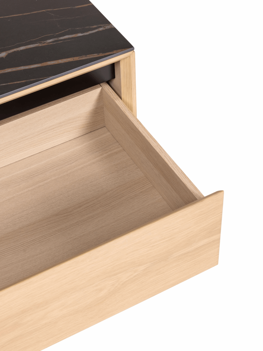 TV Unit Lima – White Washed Oak/Black Ceramic