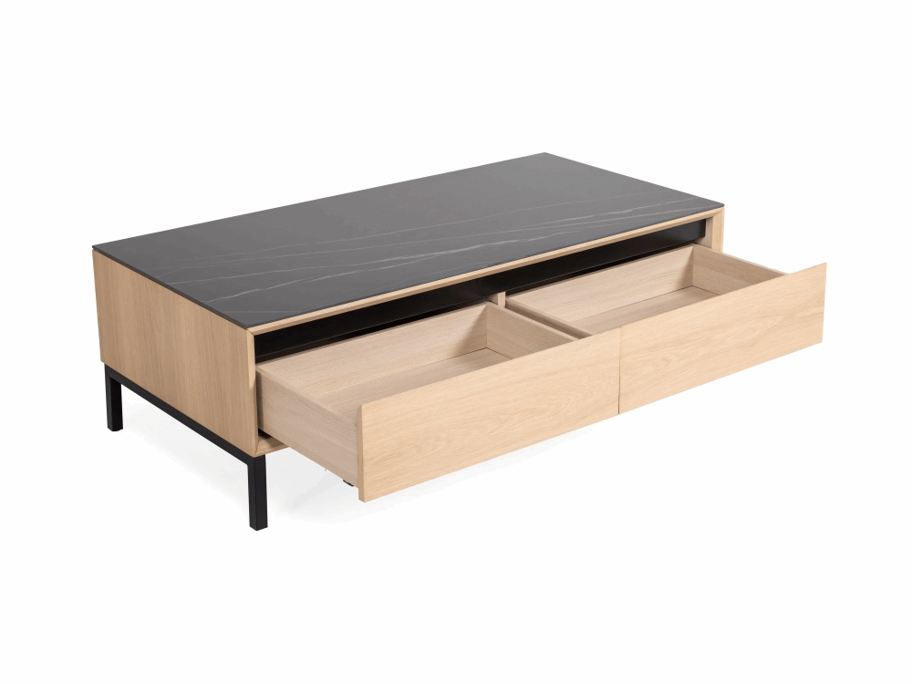 TV Unit Lima – White Washed Oak/Black Ceramic